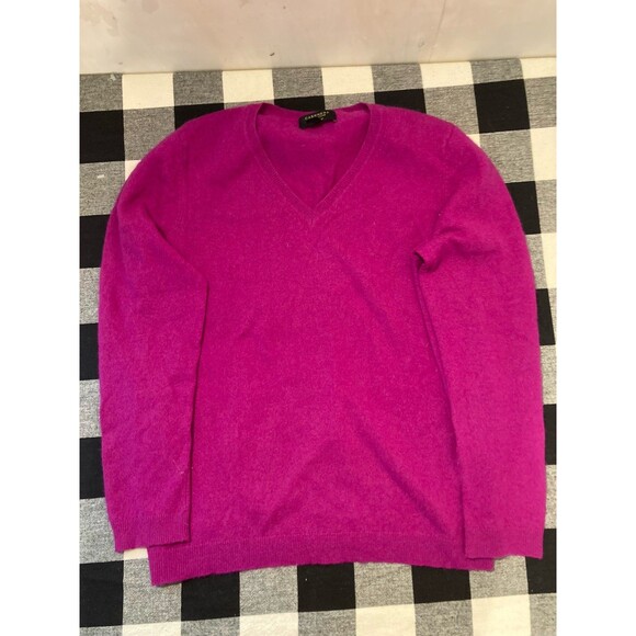 Cashmere By Charter Club Sweater Sz L Fuschia 100% Cashmere V-neck Pullover - Picture 1 of 5